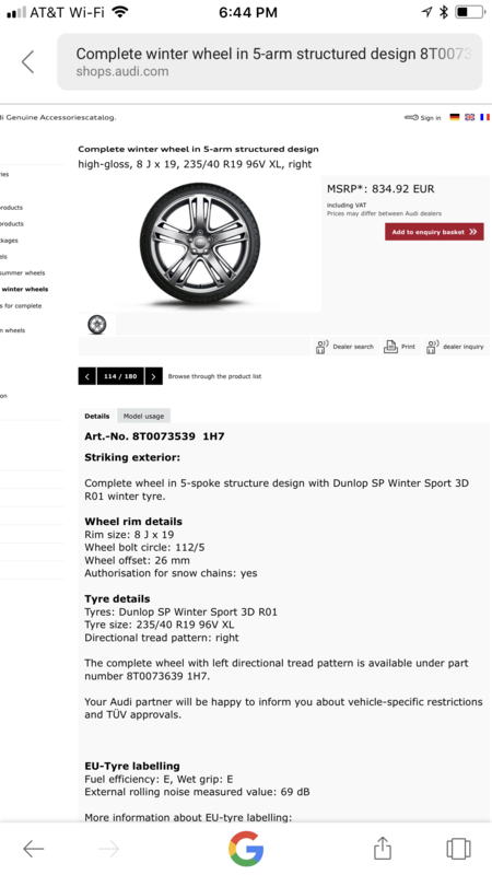 Audi OEM 19&quot; Winter wheel/tire set w/ TPMS - Greater Chicago Area-img_3959.png