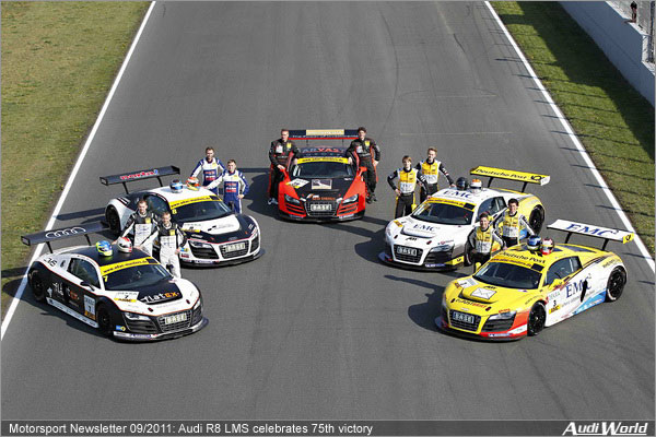 Motorsport Newsletter 09/2011: Audi R8 LMS celebrates 75th victory