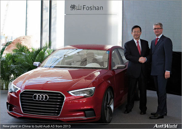New plant in China to build Audi A3 from 2013